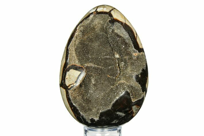 Septarian Dragon Egg Geode - Sparkly Black Crystals #308833